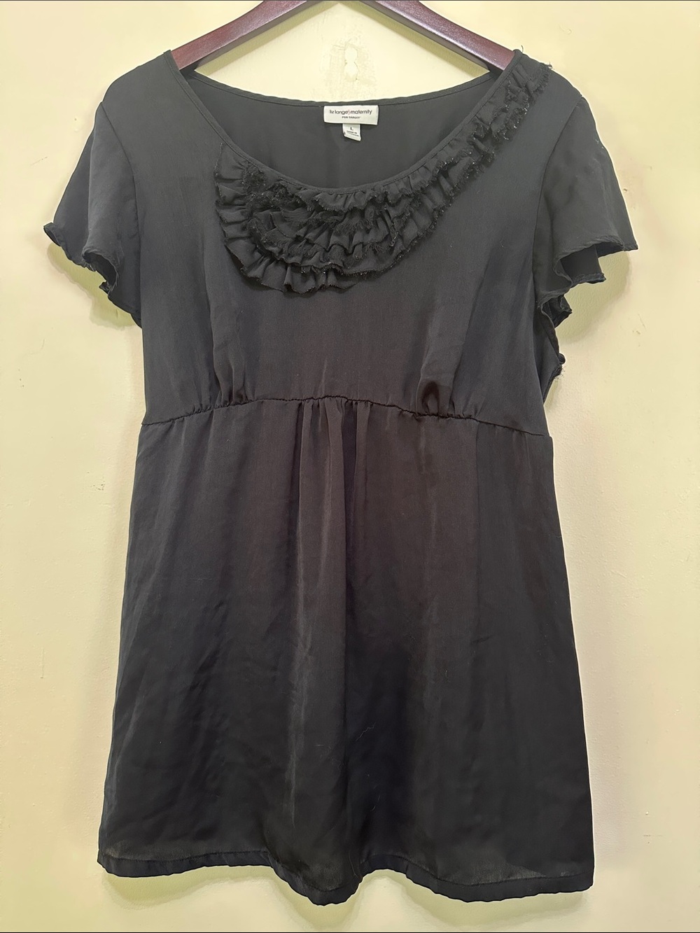 Liz Lange for Target Black Ruffle Scoop Neck Tunic